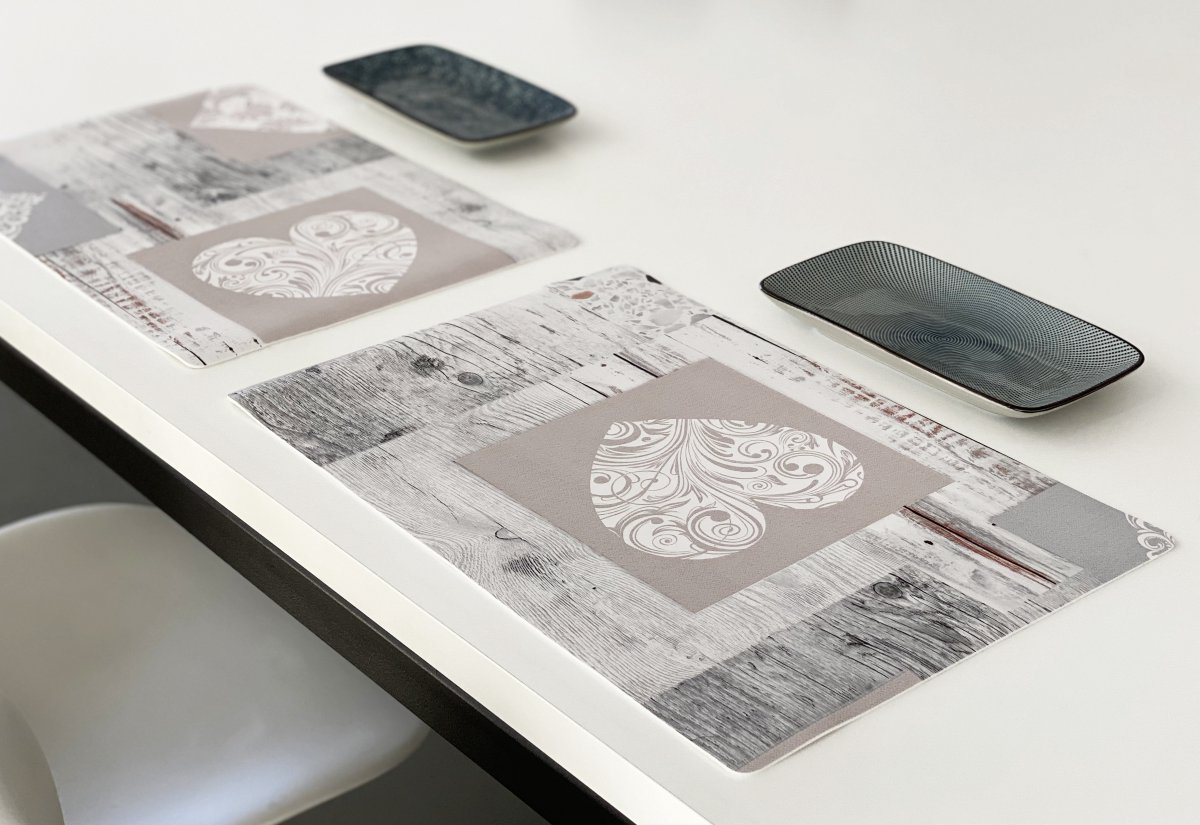 Luxe afwasbare placemat - rechthoekig 45cm x 31cm - Coeur Bois- Per set van 6 stuks