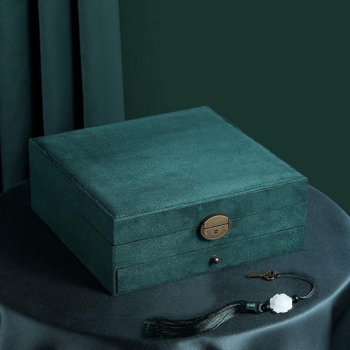 Sieradendoos, 3 lagen, houten sieradenkistje, grote capaciteit, sieradenkistje met slot, vintage sieradenorganizer voor ringen, halskettingen, horloges, kerstcadeau