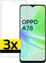 Screenprotector Geschikt voor OPPO A78 5G Screenprotector Beschermglas Gehard Glas - Screenprotector Geschikt voor OPPO A78 Screenprotector Glas - 3 Stuks