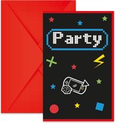 Gaming Party - uitnodigingen en enveloppen - 6 stuks