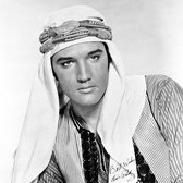 Dibond - Filmsterren / Retro - Elvis Presley in wit / grijs / zwart - 120 x 120 cm.