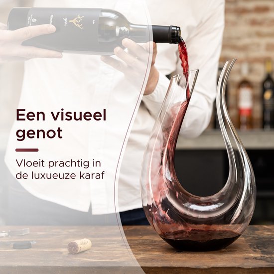 Luxwine - Carafe à vin Decanter - Carafe à vin - 1,5L - Carafe de Luxe - Incl. 1000 Perles de nettoyage - Décanteur - Carafe décanteur - Décanteur à vin - Décanteur à Vin - Accessoires Vin - Forme en U