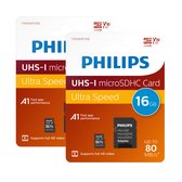 Philips FM16MP45B/20 - Carte Micro SDHC 16 Go avec Adaptateur - Classe 10 - UHS-I U1 - 2-Pack