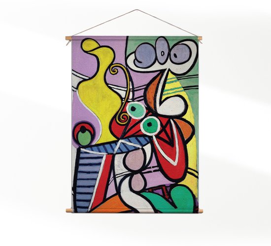 Textielposter Picasso stilleven op een stoel 1931 L (85 X 60 CM) - Wandkleed - Wanddoek - Wanddecoratie