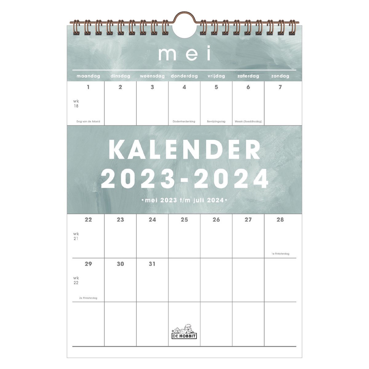 Calendrier mensuel A4+ 2024 Abstrait Beige/Rose