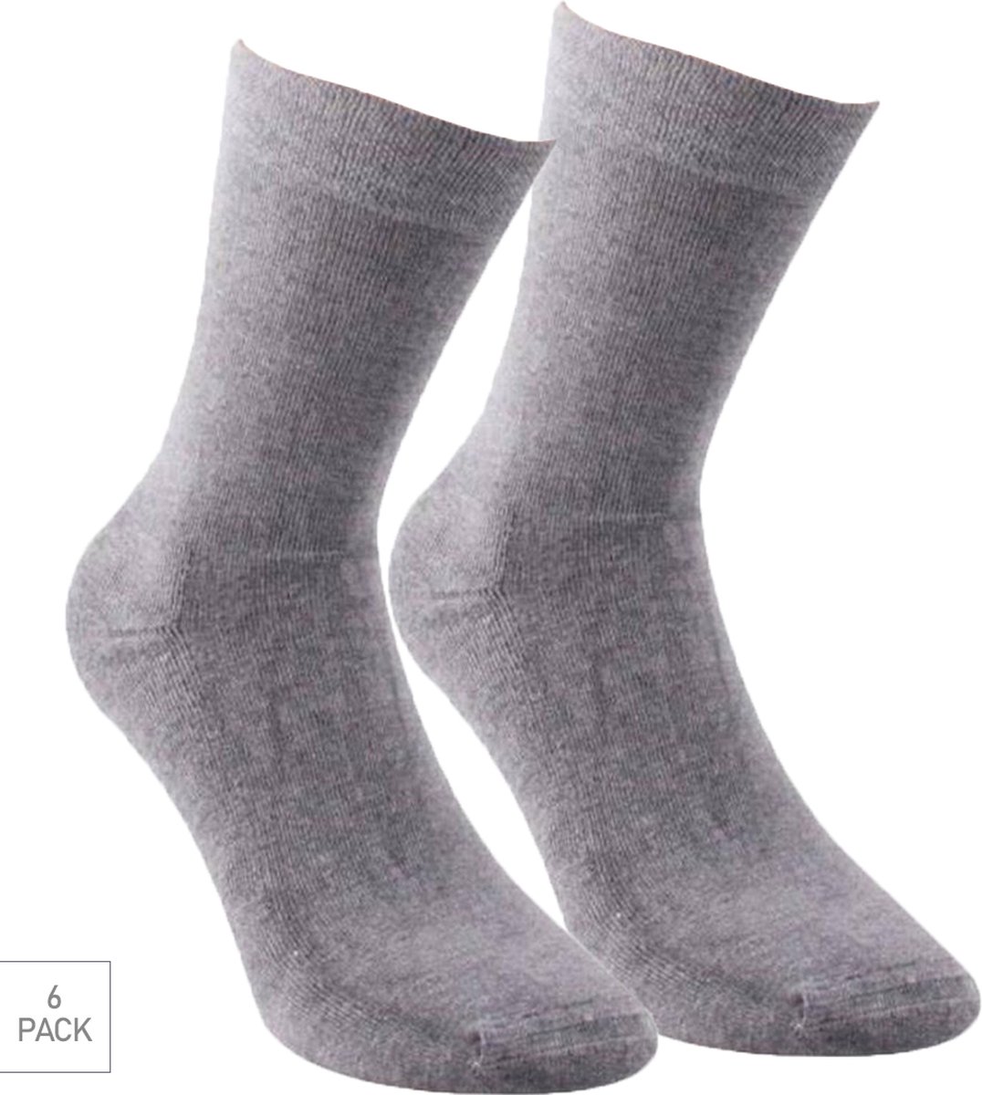 Boru Bamboo - 6-Pack - Sokken met Badstof Zool - Bamboe - Naadloos - Heren / Dames - medium grijs - 46-47 - 2304