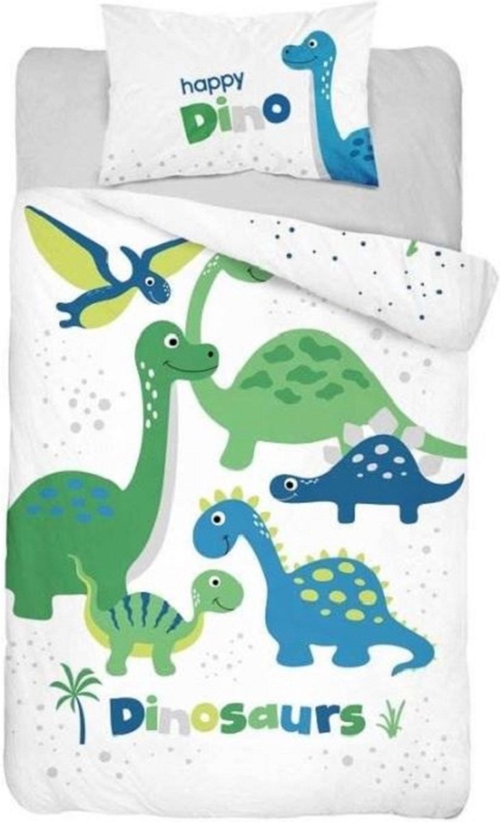 Mayamoo - Ledikant dekbedovertrek - Dinosuars - Baby dekbed - 100x135 cm