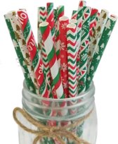 Akyol - Kerst rietjes - rietjes – 15 stuks - kerst- drink rietjes voor kerst – feestdagen – proost – drinken – wit rood en groen – drinken – verjaardag – cadeau – papier – milieuvriendelijk