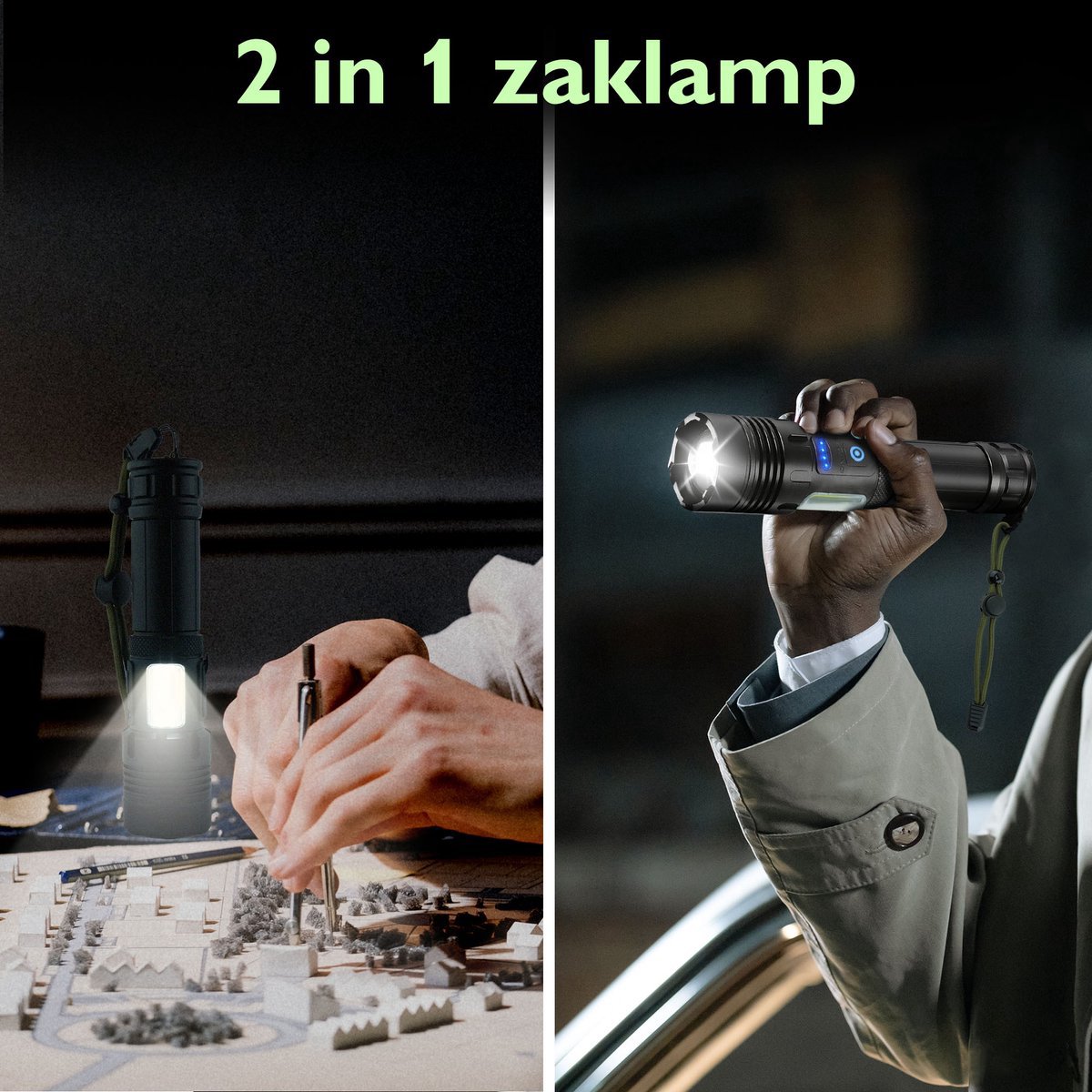 Militaire Zaklamp LED Oplaadbaar - Inclusief Batterij en Oplader – Waterbestendige Zaklantaarn