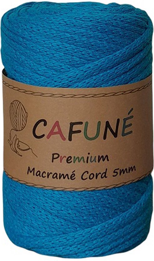 Cafuné Macrame Koord- Premium - 5 mm-Turquoise-40 meter-Gevlochten Koord-Gerecycled Katoen-Touw-Haken-Breien-Weven-Poef Haken-Kussen Haken-Gehaakte Mand-Macramé Pakket- Haken voor beginners