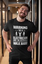 Rick & Rich - T-Shirt Asshole And A Electrician - T-Shirt Electrician - T-Shirt Engineer - Zwart Shirt - T-shirt met opdruk - Shirt met ronde hals - T-shirt met quote - T-shirt Man - T-shirt met ronde hals - T-shirt maat L