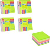 Stick'n sticky notes kubus - 4 pack - 76x76mm, neon/pastel mix groen, 1600 memoblaadjes