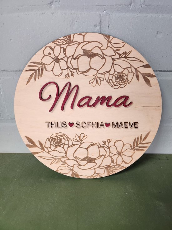 Mama bord met namen - MOEDERDAG TIP - Gepersonaliseerd - 25 cm