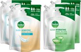 Dettol - Handzeep - Antibacterieel - 2x500ml Navulling met Aloë Vera & 2x500ml Navulling Sensitive Gevoelige Huid - met 75% minder Plastic - Voordeelverpakking