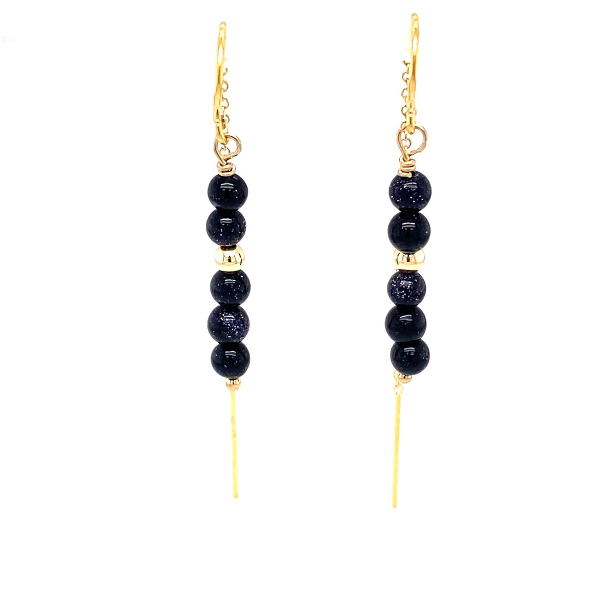 Pat's Jewels Oorbellen - Dames Oorbellen - Doortrek Oorbellen - Minimalistische Oorbellen - Edelsteen - Blue Sandstone - Goldfilled - Handgemaakt