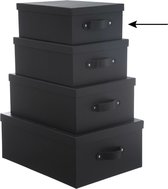 5Five Opbergdoos/box - 2x - zwart - L28 x B22 x H11 cm - Stevig karton - Industrialbox