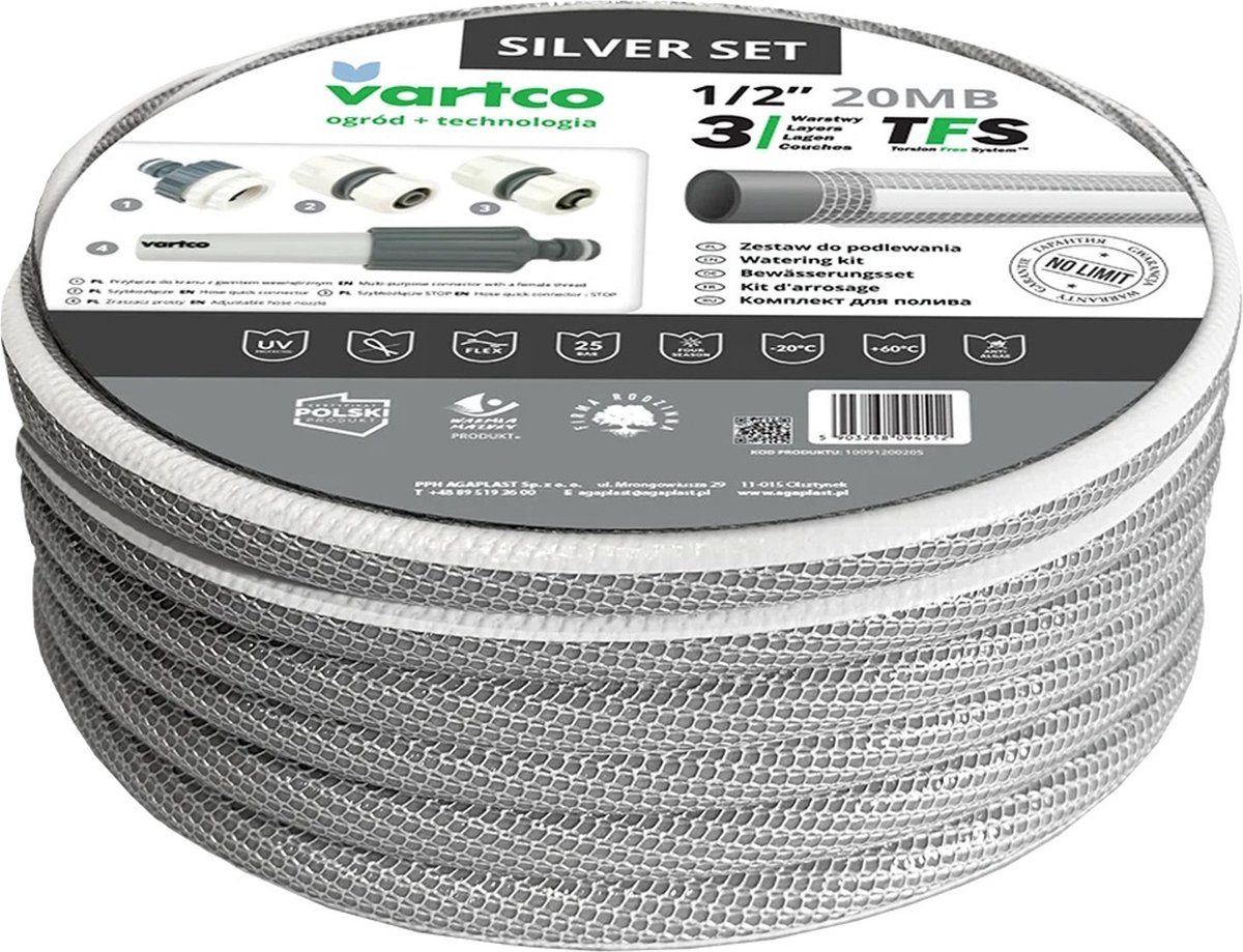 Vartco Silver - Tuinslang met sproeiset / TFS 1/2