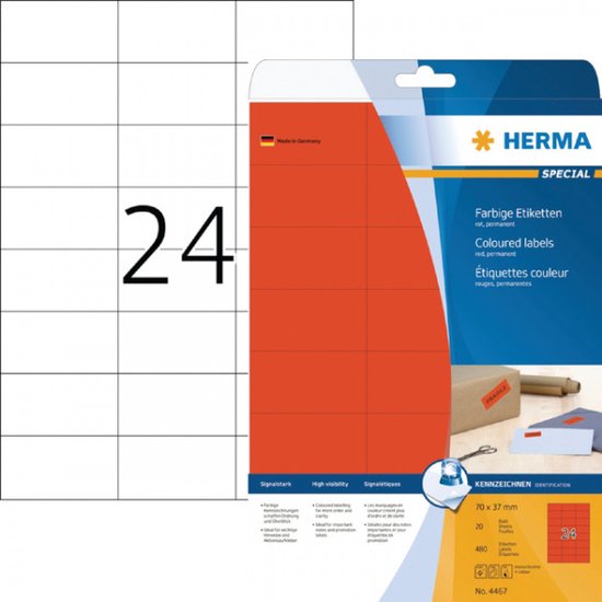 Herma Labels red 70x37 SuperPrint 600 pcs.
