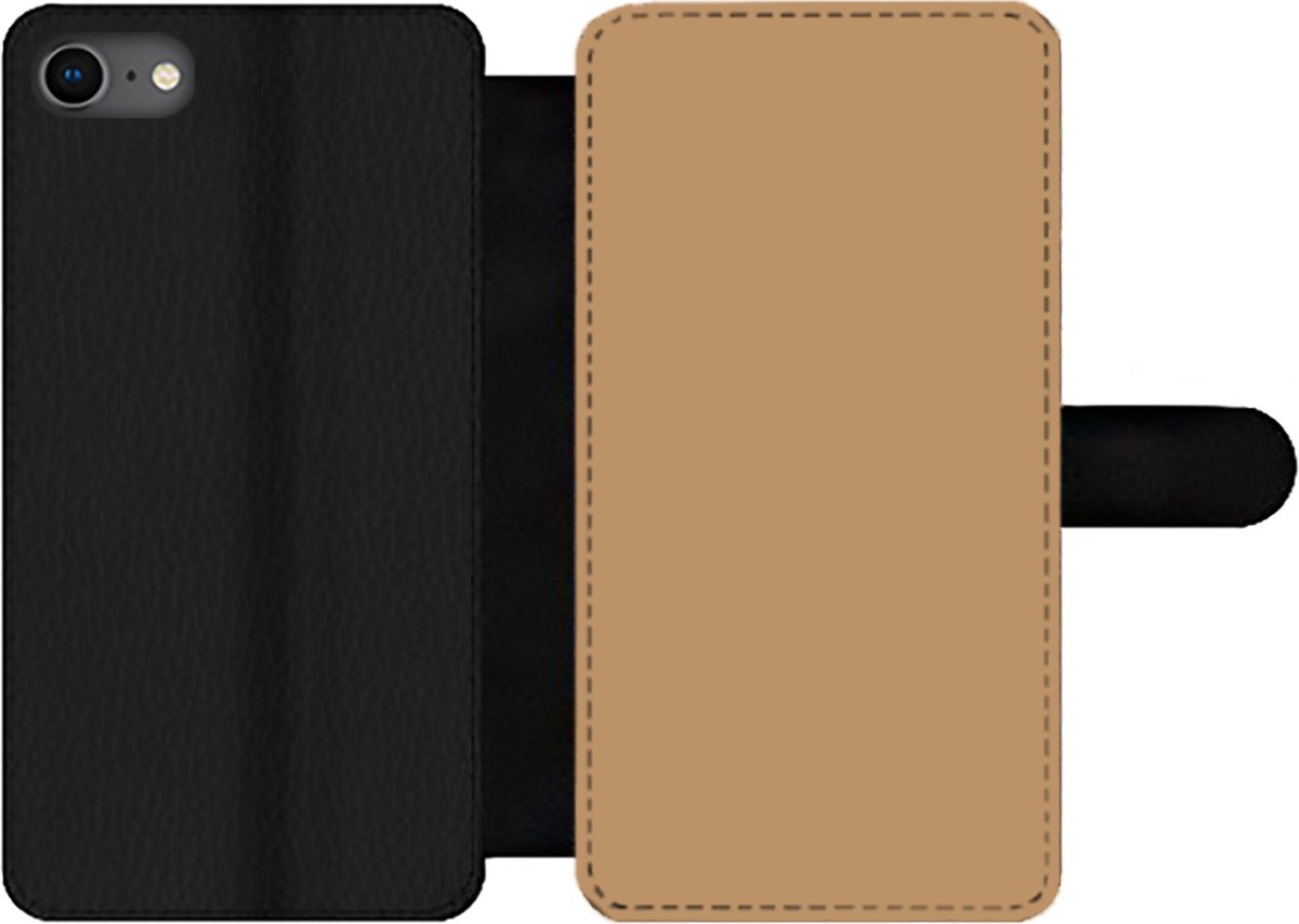 Telefoonhoesje Geschikt voor iPhone 8 telefoonhoesje - Bruin - Effen print - Met vakjes - Wallet case met magneetsluiting