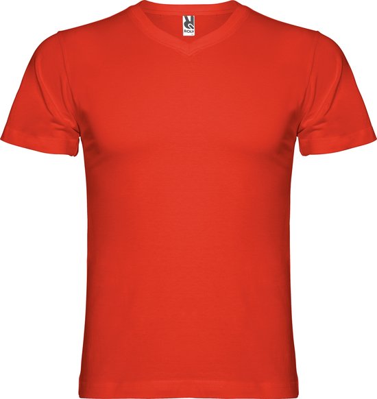 Rood 10 pack t-shirt 'Samoyedo' met V-hals merk Roly maat 3XL