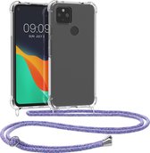 kwmobile telefoonhoesje geschikt voor Google Pixel 4a 5G - Hoesje met telefoonkoord - Back cover in lavendel / paars / lichtblauw / transparant