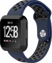 Siliconen Smartwatch bandje - Geschikt voor Fitbit Versa / Versa 2 sport band - donkerblauw/zwart - Strap-it Horlogeband / Polsband / Armband