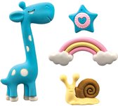 Giraffe gum set - eraser set - regenboog - slak - ster - school - basisschool - schrijfwaren - school benodigheden