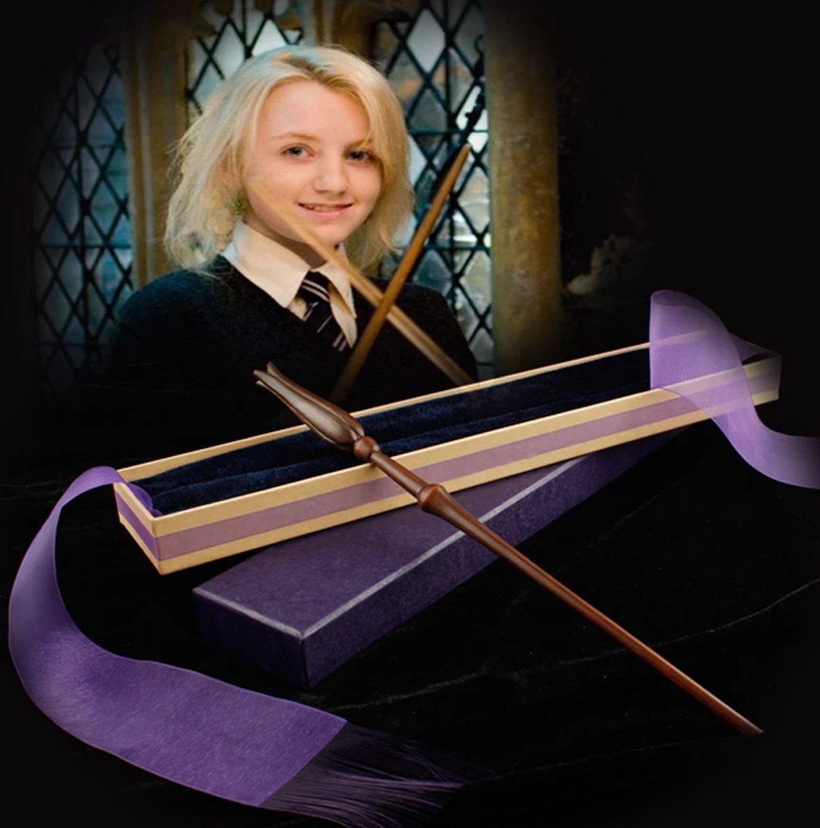 Baguette Magique Luna Lovegood – Boîte Ollivander – Résine 34 Cm – Noble Collection – Harry Potter Officiel