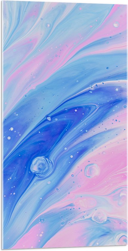 Acrylglas - Mix van Blauwe en Roze Kleuren - 50x100 cm Foto op Acrylglas (Met Ophangsysteem)