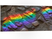 PVC Schuimplaat - Regenboog Lichtstralen op Stenen - 100x50 cm Foto op PVC Schuimplaat (Met Ophangsysteem)