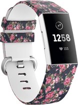 Bracelet Smartwatch en Siliconen - Convient au bracelet Blue Rose Fitbit Charge 3 / 4 - Bracelet / Bracelet / Bracelet Strap-it - Taille: Taille S