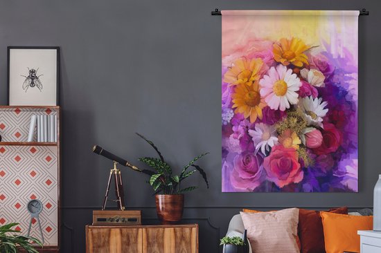 Wandkleed - Wanddoek - Bloemen - Impressionisme - Olieverf - 120x160 cm - Wandtapijt