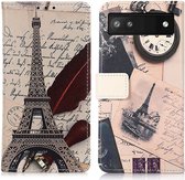 Google Pixel 7a Case Wallet Book Case Imprimé Tour Eiffel