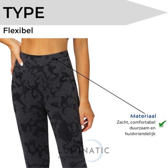 Sportlegging Dames - Yoga Legging - Fitness Legging - Sportlegging High Waist - Legging Dames - Sport Legging - Shapewear Dames - Camouflage Broek - Camo2 - Luminatic® - Black - XS — afbeelding 4