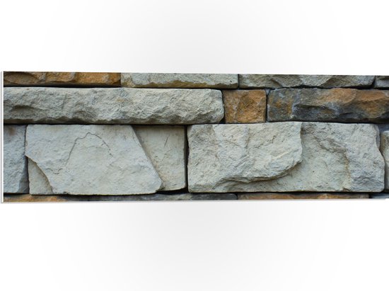 PVC Schuimplaat- Stenen Muur in Verschillende Grijs Tinten - 90x30 cm Foto op PVC Schuimplaat