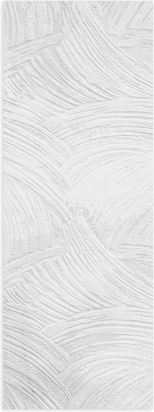 Poster (Mat) - Witte Golvende Structuur in Witte Ondergrond - 20x60 cm Foto op Posterpapier met een Matte look