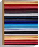Hout - Strepen in het Rood, Geel, Blauw en Grijs - 30x40 cm - 9 mm dik - Foto op Hout (Met Ophangsysteem)