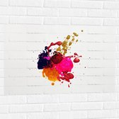 Muursticker - Verfklodders in Verschillende Kleuren op Witte Achtergrond - 90x60 cm Foto op Muursticker