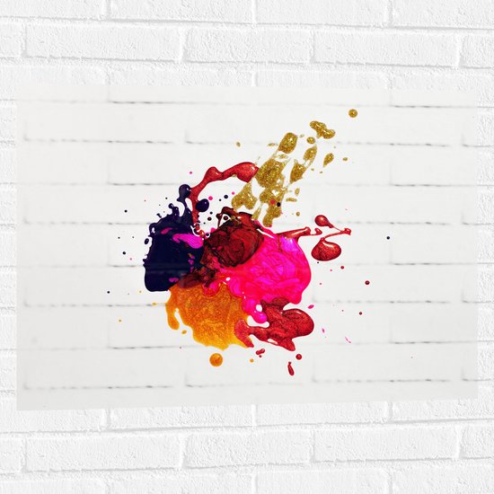 Muursticker - Verfklodders in Verschillende Kleuren op Witte Achtergrond - 80x60 cm Foto op Muursticker
