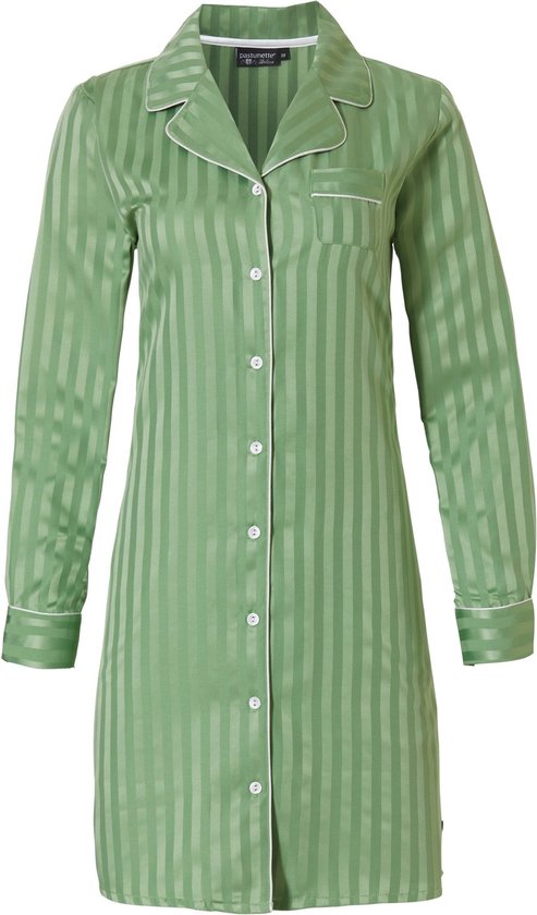 Pastunette dames nachthemd Satijn L/M - Green Stripe - 42 - Groen