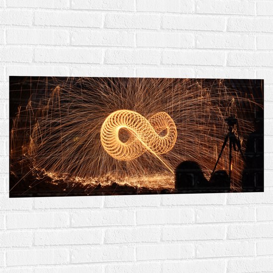 Muursticker - Lichtshow met Verschillende Vormen - 100x50 cm Foto op Muursticker