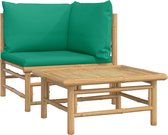 vidaXL - 2-delige - Loungeset - met - kussens - bamboe - groen