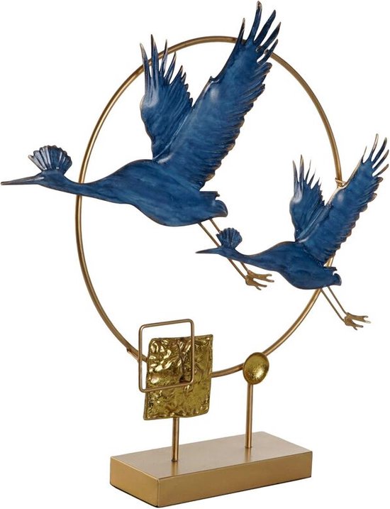 Decoratieve figuren DKD Home Decor 51 x 9 x 51 cm Blauw Gouden Fågel