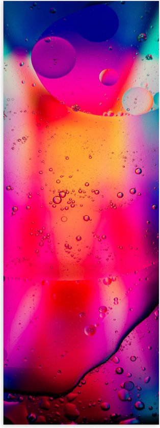 Poster Glanzend – Luchtbellen tegen Paarse en Blauwe Lampen - 30x90 cm Foto op Posterpapier met Glanzende Afwerking