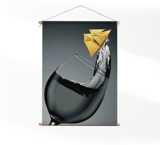 Textielposter Sailing Wine 02 XL (125 X 90 CM) - Wandkleed - Wanddoek - Wanddecoratie