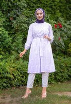 Damesmode Tuniek - Maat L - Wit en lila - Tuniek - Hijab Kleiding -Ramadan - Outlet