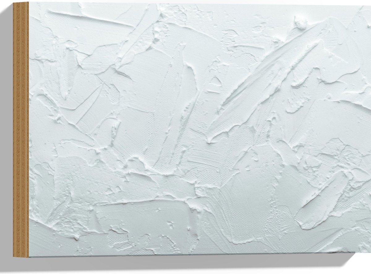 Hout - Textuur van Witte Verf - 40x30 cm - 9 mm dik - Foto op Hout (Met Ophangsysteem)