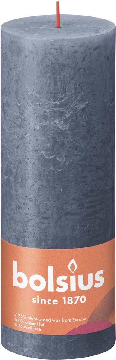 Bolsius Stompkaars Rustiek Twillight Blue - 19 cm / ø 7 cm twilight blue