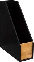 5Five lectuurbak/tijdschriftcassette - zwart - B9 x D25 x H30 cm - hout