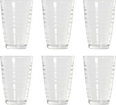 6x Pièces verres à eau transparents / verres à boire rayures relief 300 ml de verre - Bases de Cuisine/ arts de la table